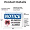 Signmission No Photos Or Video Allowed, 14 in W x Rectangle, Vinyl Decal OS-2PACK-NS-D-1014-L-16179 - alternate 4